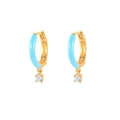 Orecchini smaltati blu placcati oro con un ciondolo in zircone bianco scintillante - Blu