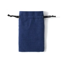 Ethnic style dark blue drawstring pouch made of textured cotton linen fabric - Storage Bag / Navy Blue Solid