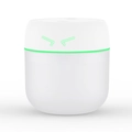 Mini USB humidifier in white matte finish with green LED light strip and fun V-shaped design - Bird / White