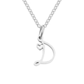 Minimalist silver stainless steel necklace featuring letter D pendant and a small heart - Letter D (D-Silver) / Steel Color