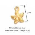 Golden stainless steel starfish pendant charm for DIY jewelry, 10x13mm size for necklaces - Gold Small Starfish (DY1062-2)