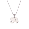 Minimalist silver-tone stainless steel necklace featuring a vintage 1994 number pendant - Classic Cut Year Number Necklace-Silver-94