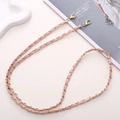 Pink faux leather interwoven with golden metal chain strap featuring lobster clasps - Pink