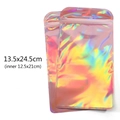 Rainbow laser ziplock bag 13.5x24.5cm for jewelry with hanging hole and resealable seal - 13.5*24.5cm