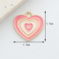 Pink heart-shaped enamel alloy pendant accessory with multi-layer concentric design, 1.7cm size - 12# Small Pink Heart