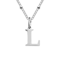 Elegant silver titanium steel satellite chain necklace with a polished letter L pendant - Letter L / Silver