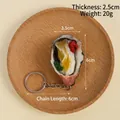 Realistic roasted oyster keychain with minced garlic topping for creative food accessories - Sauced Oyster with Veggie - Keychain