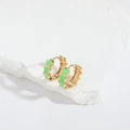 Golden hoop earrings with green enamel star pendant on white marble stone display - Green (ES2694-5)
