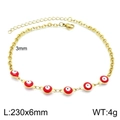 Cavigliera bohémien in acciaio dorato con perline rosse malocchio da 3mm per donna - Stile Malocchio Rosso Oro (KJ1915-Z)