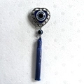 Hollow heart evil eye car hanging ornament with blue tassels and silver metal frame - Heart / Without Hanging Rope