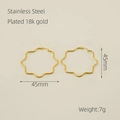 Orecchini a cerchio poligonali 45mm in acciaio inossidabile placcato oro 18k per donna - 45*45mm