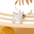 Silver screw-back stud earring with square clear cubic zirconia on a ceramic dish - Square Style (A211-7# White 8MM) / Large Single Piece