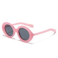 Occhiali da sole ovali retrò in montatura rosa lucida con lenti UV grigio scuro - Montatura Rosa Lenti Nero Grigio