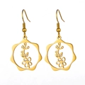 Elegant gold-tone stainless steel birth flower earrings with hollow floral design for women - Gold Color Hawthorn