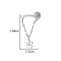 Silver titanium chain cartilage earring with zircon flower pendant and measurements - Flower Chain Style (T2534-8#) / Silver