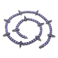 Dettaglio catena tennis nera 5mm con pietre viola e ciondolo a punta stile hip-hop - 46cm / Oro nero con pietra viola