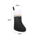 Detailansicht Nikolausstiefel in Schwarz-Weiß mit Maßen 16cm Breite und 36cm Gesamthöhe - Weiße Manschette mit Goldrand, schwarzer Körper / Schwarz Mit Weißer Manschette