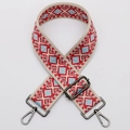 Correa étnica de lona para bolso con patrones geométricos rojos y azules y clips de metal - Estilo 445 Gancho Color Pistola