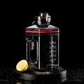 Detail of 2.2L sports water bottle with hourly time markers and motivational quotes - 2200ml / Black