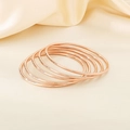 Set of 7 minimalist stackable 3mm bangles in polished rose gold finish over satin - 5-Piece Set Rose Gold