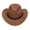 Brown wool felt western cowboy hat featuring black band with silver star rivets - M (56-58cm) / Khaki (K)