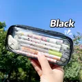 Large capacity black transparent PVC stationery bag with cute cartoon pens and cloud cutter - Black