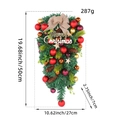 Guirnalda navideña de lágrima con agujas de pino, bolas rojas y doradas y letrero Merry - K1-1 Estilo de Piña de Pino Artificial