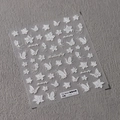 Stickers à ongles papillons blancs en relief 3D TS-3624 avec motifs floraux de luxe - TS-3624 Papillon de Rosée du Matin Nouveau Relief
