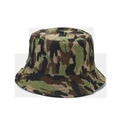 Detailweergave van een camouflage zonnehoed van duurzaam canvas met een brede rand - Groene Camouflage / Eén maat