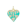 18K gold plated heart pendant with turquoise enamel and micro-set cubic zirconia - Cyan