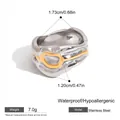 Anello lava in acciaio inossidabile argento con onda dorata e misure dettagliate - US 6 / Stile Lava Irregolare Bicolore Argento e Oro (JDR0103054-PS)