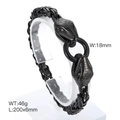 Punk gunmetal byzantine snake head bracelet with scales detail and 200mm length - 20cm / Black Double Snake Byzantine Chain (KB164513-Z)