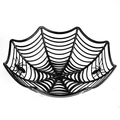 Black spider web candy bowl with plastic spider decorations for Halloween party decor - Plain Style / Black