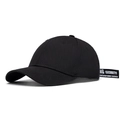 Gorra de béisbol negra de algodón con correa larga decorativa y letras blancas - Negro 1