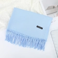 Écharpe bleu clair en faux cachemire avec franges et étiquette de matière de qualité - 70×200cm / Bleu Ciel