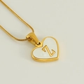Golden heart necklace with white shell inlay and letter Z on a sleek snake chain - Letter Z
