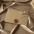 Linen textured champagne gold envelope with For You wax seal and dried flowers - 1pc Linen Grey Envelope + Wax Seal / Gray