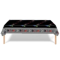 Détail d'une nappe jetable en plastique avec motifs de moto de feu et de damiers - Moto / 130x220cm