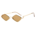 Lunettes de soleil losange en métal avec monture dorée et verres marron clair - Monture Dorée Verre Thé Clair