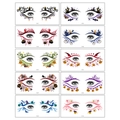 Halloween eye tattoo stickers set with various patterns like spider webs and bats - Colored Halloween Eye Corner Stickers Series D
