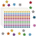Adesivi colorati a forma di stella glitterata per cartoleria e progetti creativi - Mini Adesivi a Stella (10 Fogli/Confezione - 1500 Pezzi) / 125*195mm