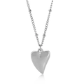 Collar con colgante de corazón de acero inoxidable plateado pulido y cadena de bolas - Color Acero (KN199348-Z)