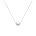 Elegante collana a catena d'argento con pendente di perla bianca rotonda da donna - Argento