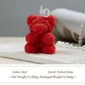 Red rose-textured bear scented candle handmade wax figure for home decor, 8.5x5.5cm - Large Bow Rose Bear / Red / Velvet Rose