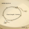 Detail view of S925 silver heart bracelet with size labels and 16+4cm chain length - 16+4cm / Silver Double Layer Heart(NMSB-E6210-4)