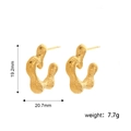 Irregular textured gold plated stud earrings for women with detailed size measurements - Irregular Hammered Texture Earrings (STE24372-GO)