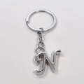 Polished silver alloy keychain with letter N pendant and durable metal ring - Letter N / Silver