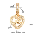 Gold plated copper MOM heart pendant with clear zircon micro inlay for DIY jewelry - Gold MOM Heart / Gold