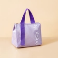 Purple insulated lunch bag made of oxford cloth with gold zipper and enjoy life print - Purple Enjoy (Waterproof)