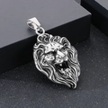 Pendentif tête de lion en argent avec finition métal vintage et gravure pour homme - Couleur Acier Vintage KP52679-OT